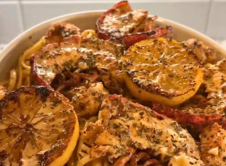 Homemade Lobster & Shrimp Linguine in a Creamy Lemon Butter Sauce